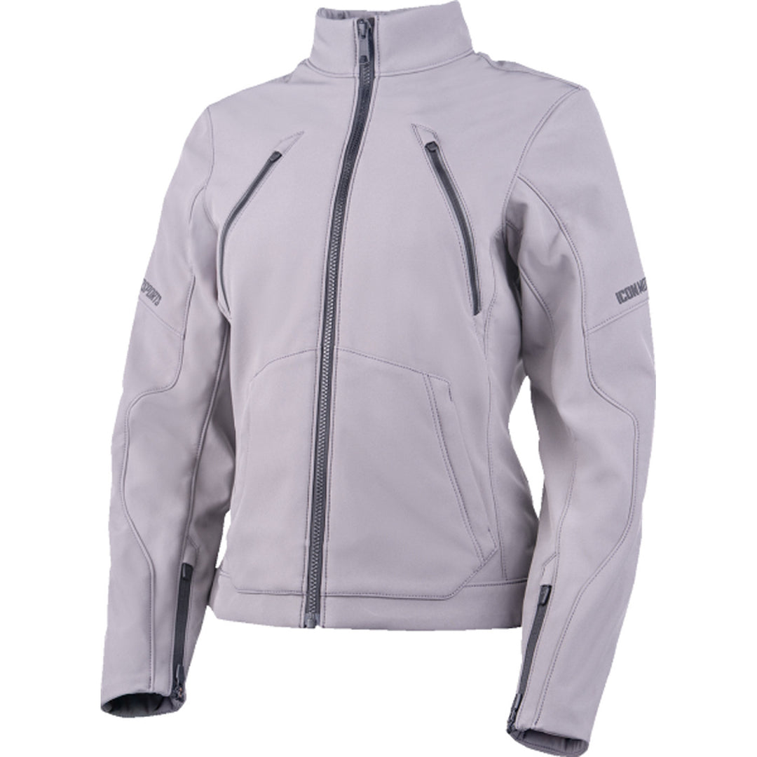 ICON Women's Merc3 Jacket Gray - Front View