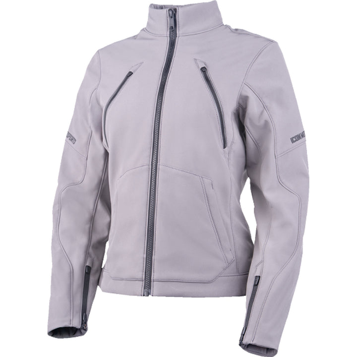 ICON Women's Merc3 Jacket Gray - Front View