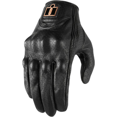 ICON Women's Pursuit Classic Perforated Gloves Black - Back of Hand View