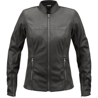 ICON Women's Tuscadero2 Jacket Black - Front View