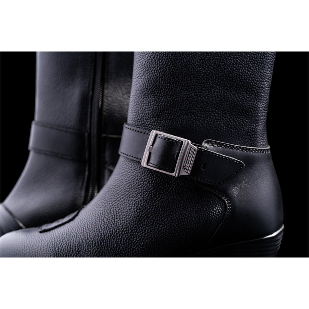 ICON Women's Tuscadero Boots Black - Close-Up of Outer Side Buckle