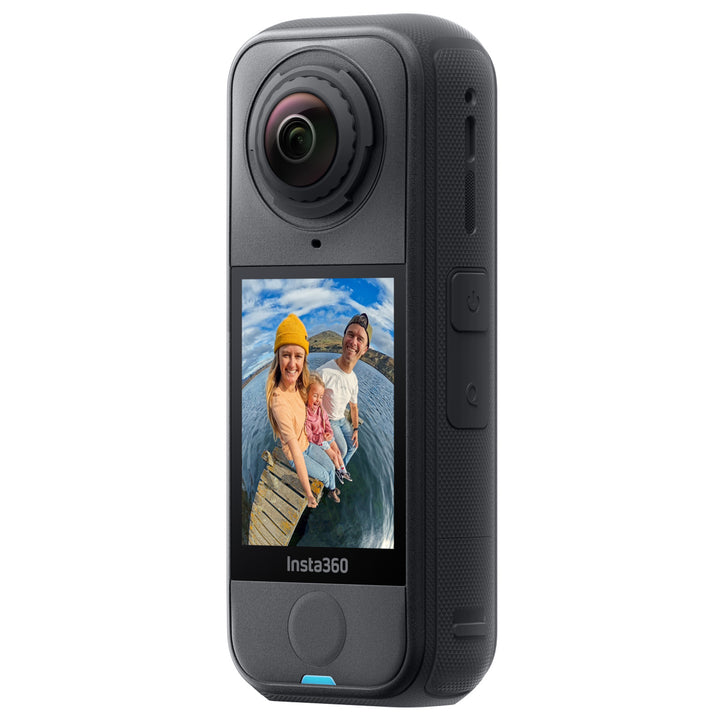 Insta360 X4 Air Motorcycle Bundle - Front Side View with Example Selfie in Display Screen