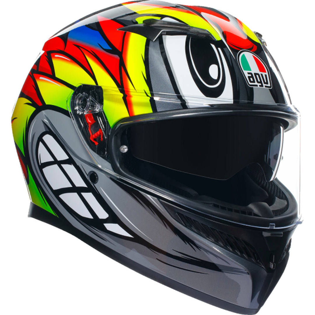 AGV K3 Birdy 2.0 Helmet Gray/Yellow/Red - Front Right Side View