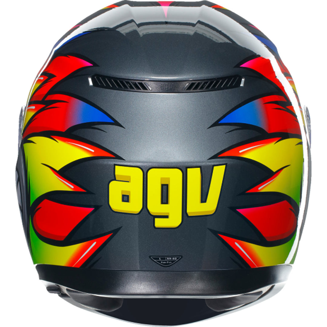AGV K3 Birdy 2.0 Helmet Gray/Yellow/Red - Rear View