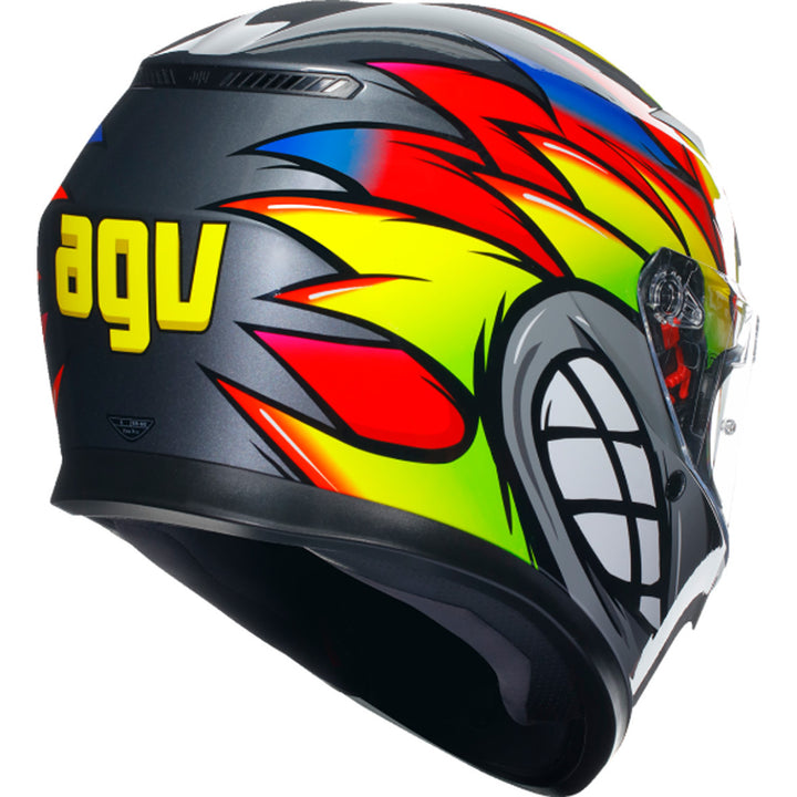 AGV K3 Birdy 2.0 Helmet Gray/Yellow/Red - Rear Right Side View
