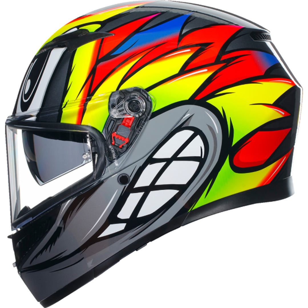 AGV K3 Birdy 2.0 Helmet Gray/Yellow/Red - Left Side View