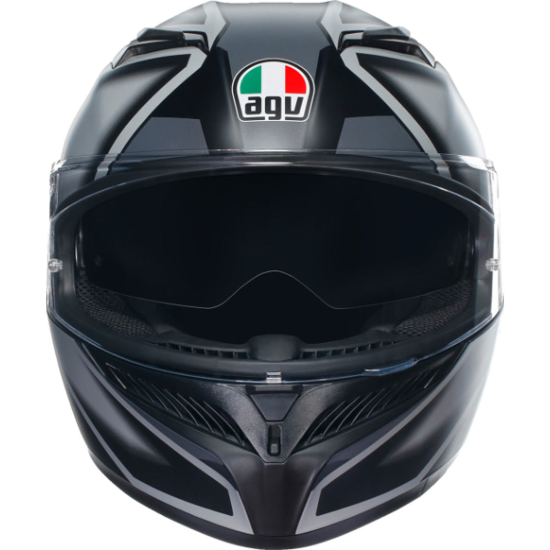 AGV K3 Compound Helmet Matte Black/Gray - Front View