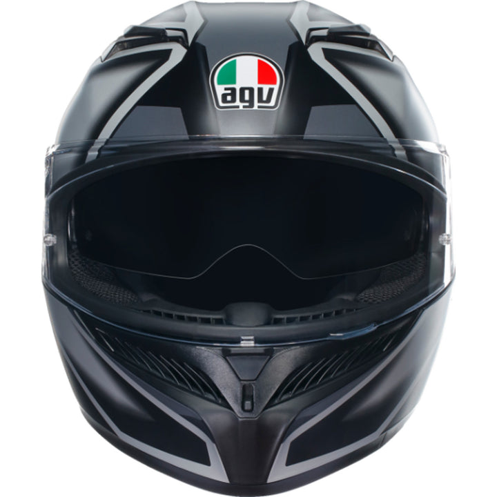 AGV K3 Compound Helmet Matte Black/Gray - Front View