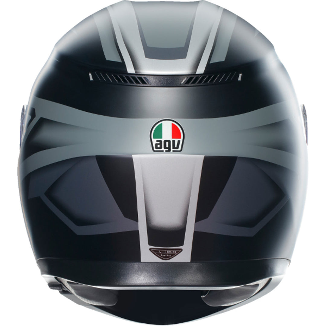 AGV K3 Compound Helmet Matte Black/Gray - Rear View