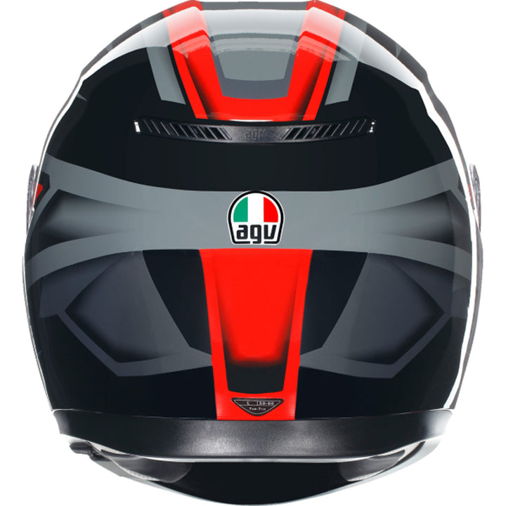 AGV K3 Compound Helmet Black/Red - Rear View