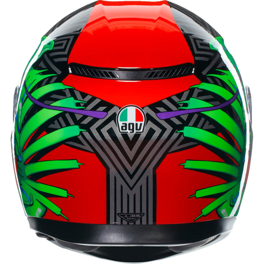 AGV K3 Kameleon Helmet Black/Red/Green - Rear View