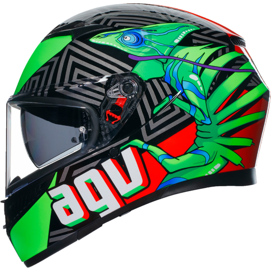 AGV K3 Kameleon Helmet Black/Red/Green - Left Side View