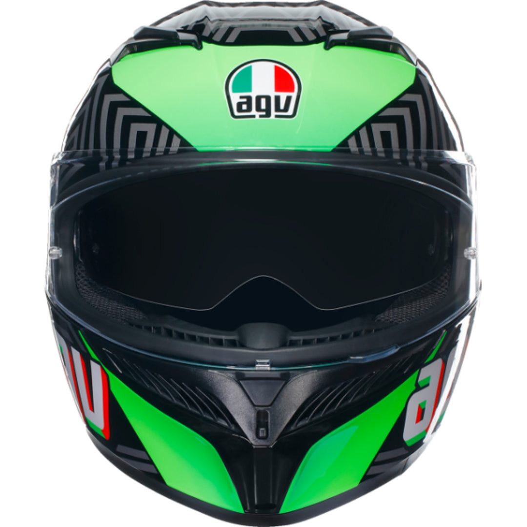 AGV K3 Kameleon Helmet Black/Red/Green - Front View