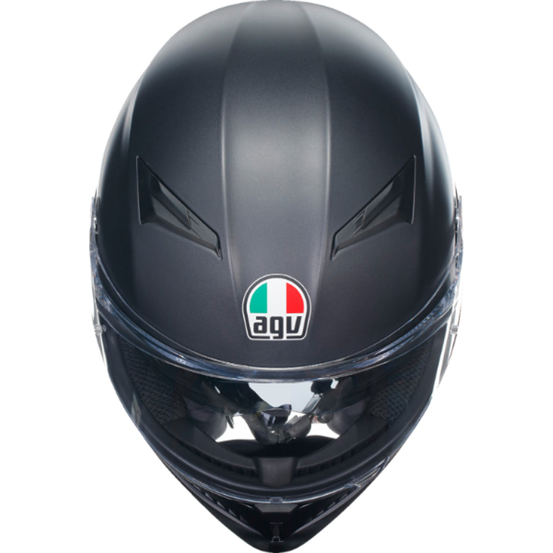 AGV K3 Solid Hemet Matte Black - Front Top Down View