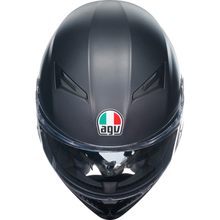 AGV K3 Solid Hemet Matte Black - Front Top Down View