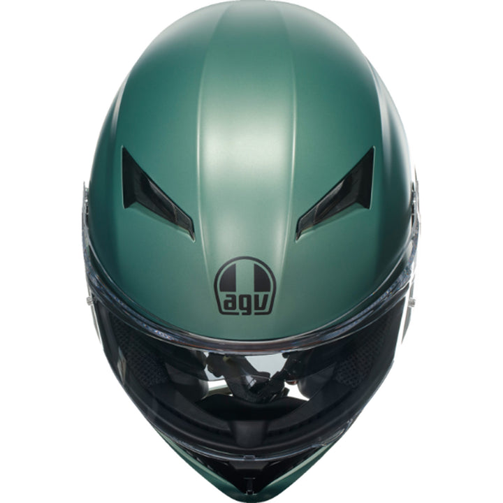 AGV K3 Solid Hemet Matte Salvia Green - Front Top Down View