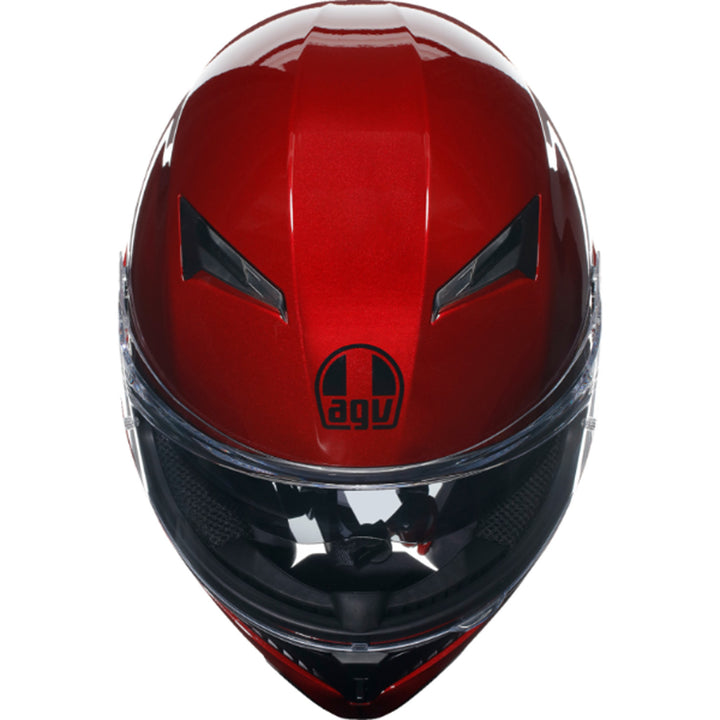 AGV K3 Solid Hemet Competizione Red - Front Top Down View