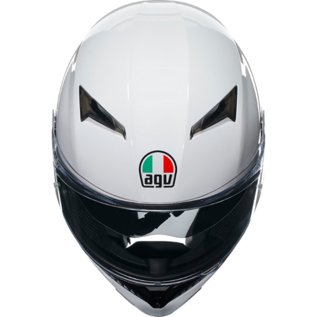 AGV K3 Solid Hemet Seta White - Front Top Down View