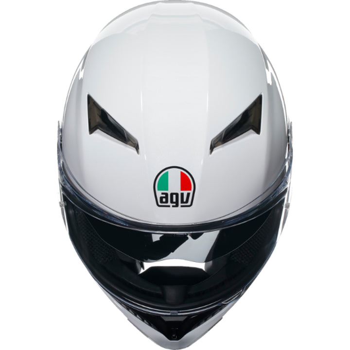 AGV K3 Solid Hemet Seta White - Front Top Down View