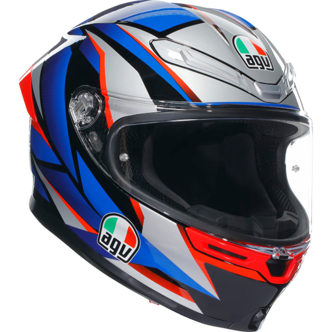 AGV K6 S Slashcut Helmet Black/Blue/Red - Front Right Side View