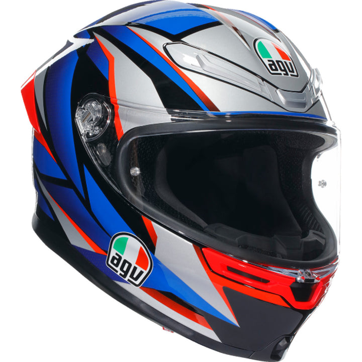 AGV K6 S Slashcut Helmet Black/Blue/Red - Front Right Side View