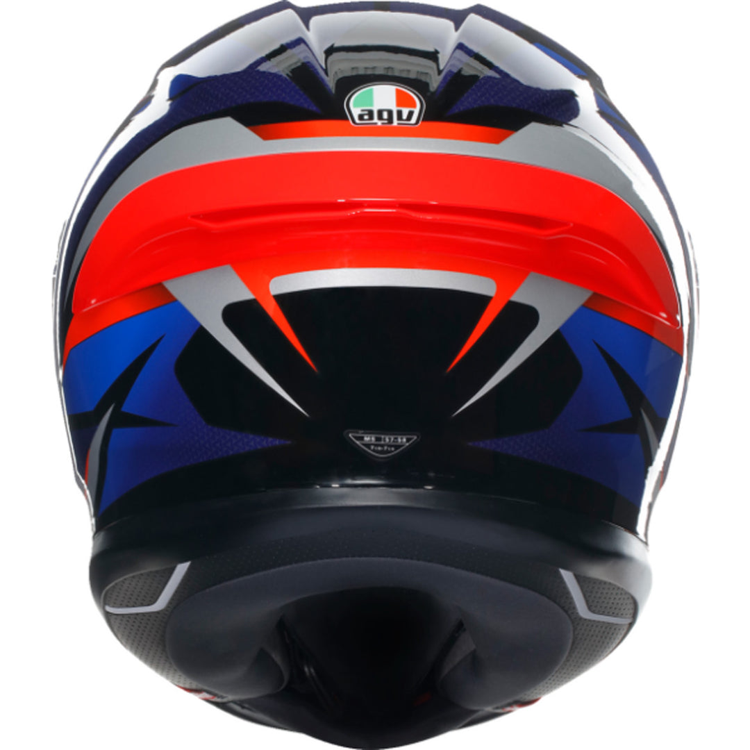 AGV K6 S Slashcut Helmet Black/Blue/Red - Rear View