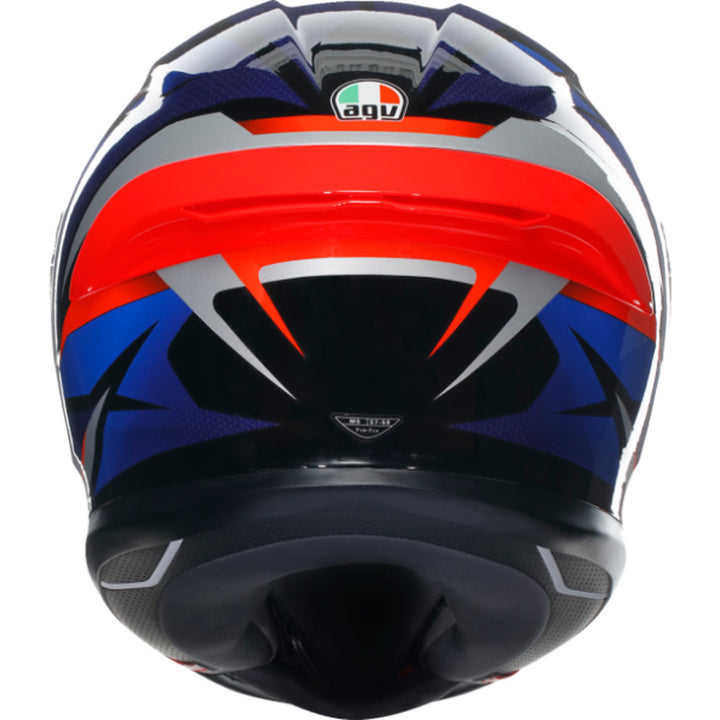 AGV K6 S Slashcut Helmet Black/Blue/Red - Rear View