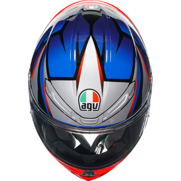 AGV K6 S Slashcut Helmet Black/Blue/Red - Top Down View