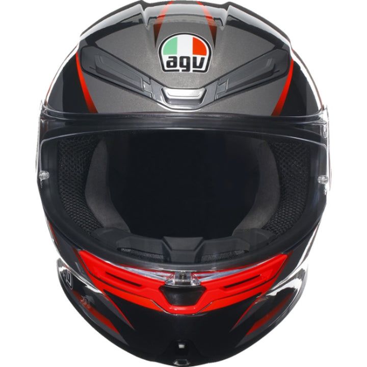 AGV K6 S Slashcut Helmet Black/Gray/Red - Front View
