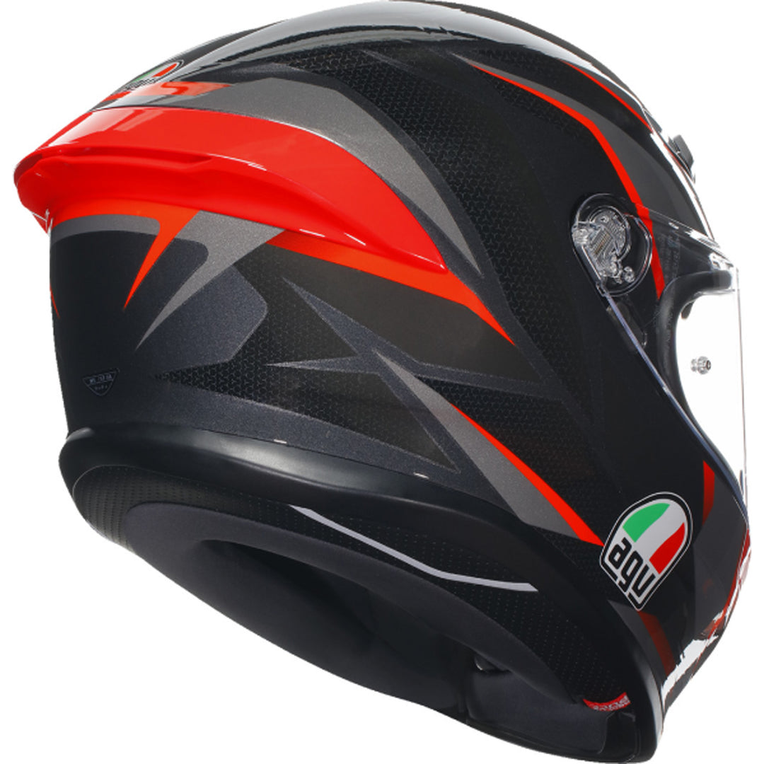 AGV K6 S Slashcut Helmet Black/Gray/Red - Rear Right Side View
