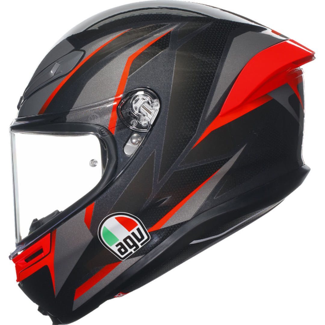 AGV K6 S Slashcut Helmet Black/Gray/Red - Left Side View