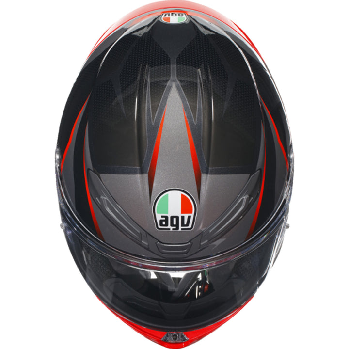 AGV K6 S Slashcut Helmet Black/Gray/Red - Top Down View