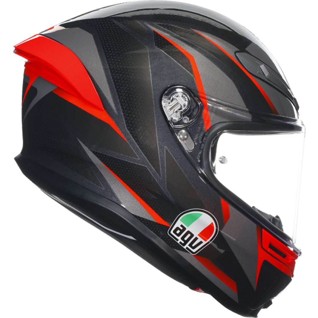 AGV K6 S Slashcut Helmet Black/Gray/Red - Right Side View