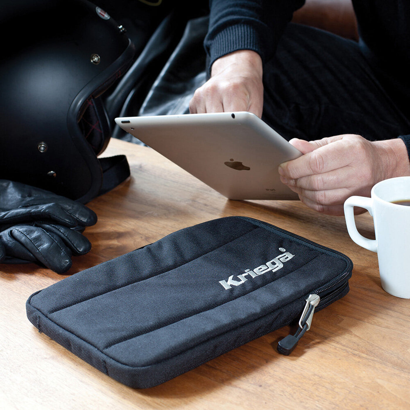 Kriega Kube Tablet - Lifestyle of Kube Tablet Set on Coffee Table