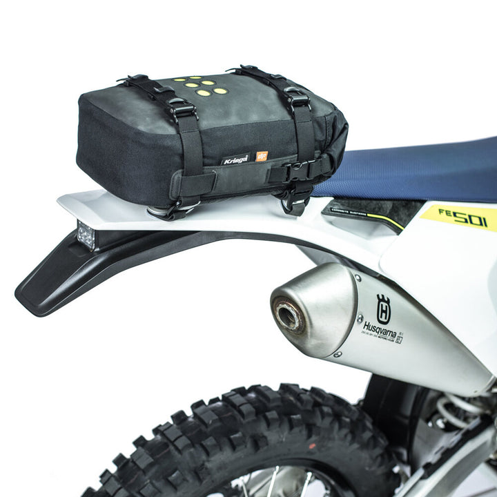 Kriega OS-6 Adventure Pack - Pack Strapped to Dirt Bike Tail