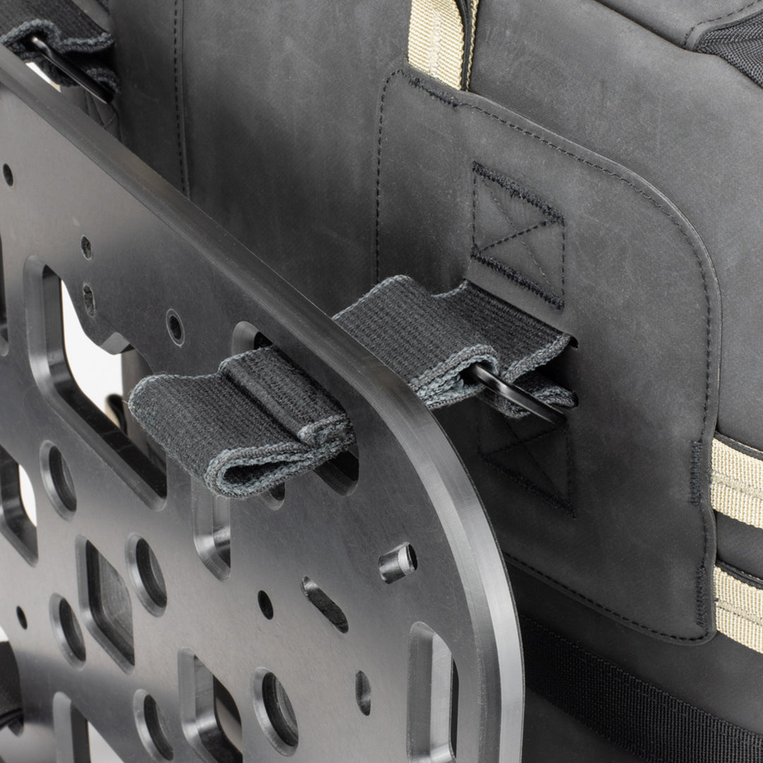 Kriega OS-32 Soft Pannier - Close-Up of Rear Straps Looped through Side Plate