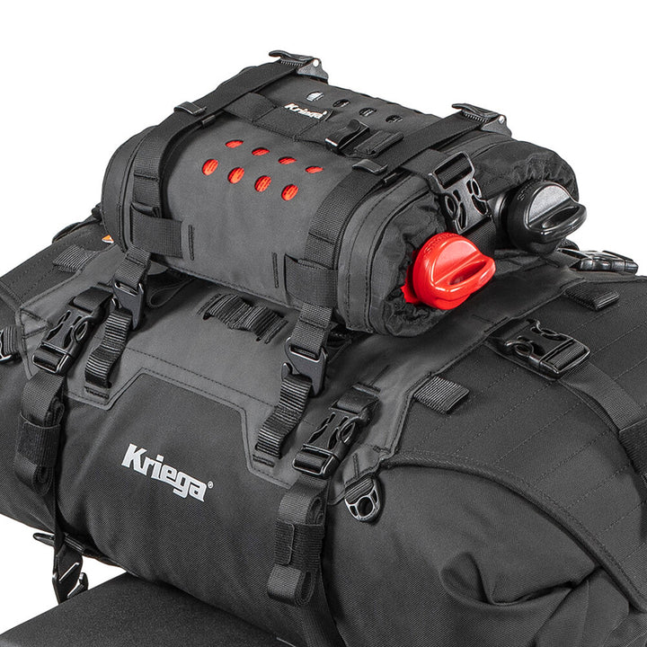 Kriega OS-Bottle - Angled Side View of OS-Bottle Installed on Larger Pack
