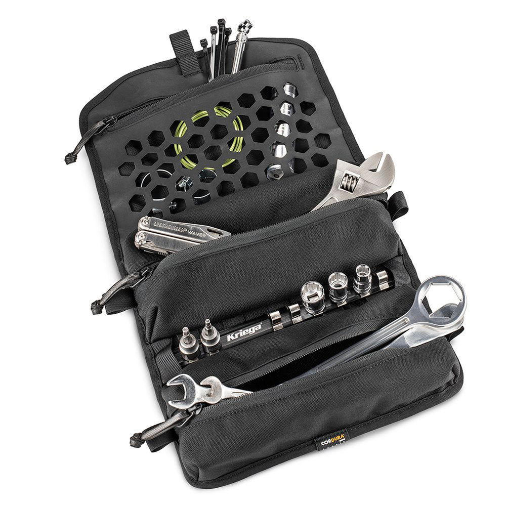 Kriega OS-Tool Roll - Flat View of Open Packed Tool Roll