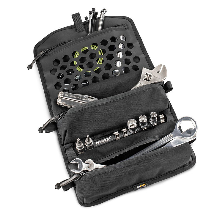 Kriega OS-Tool Roll - Flat View of Open Packed Tool Roll