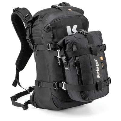 Kriega R22 Backpack - Front View with Extra Pack Attached