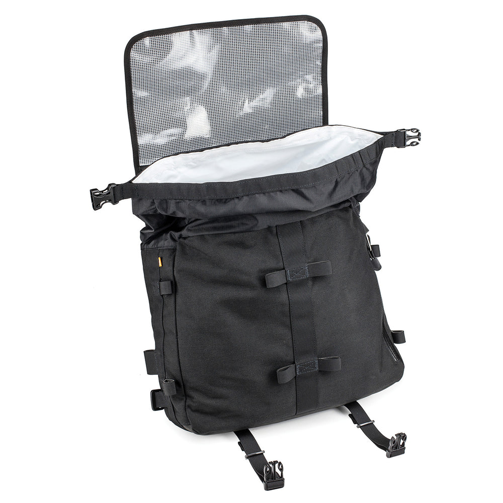 Kriega Urban Messenger Bag - Front View with Lid Flipped Back and Top Section Opened