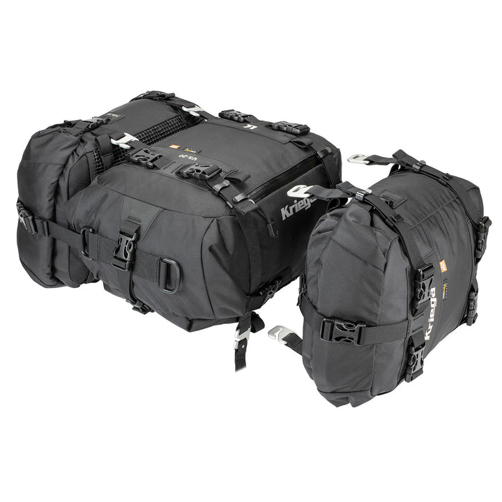 Kriega US-20 Drypack - Angled Side View of Drypack with Two Smaller Packs Attached to Either Side