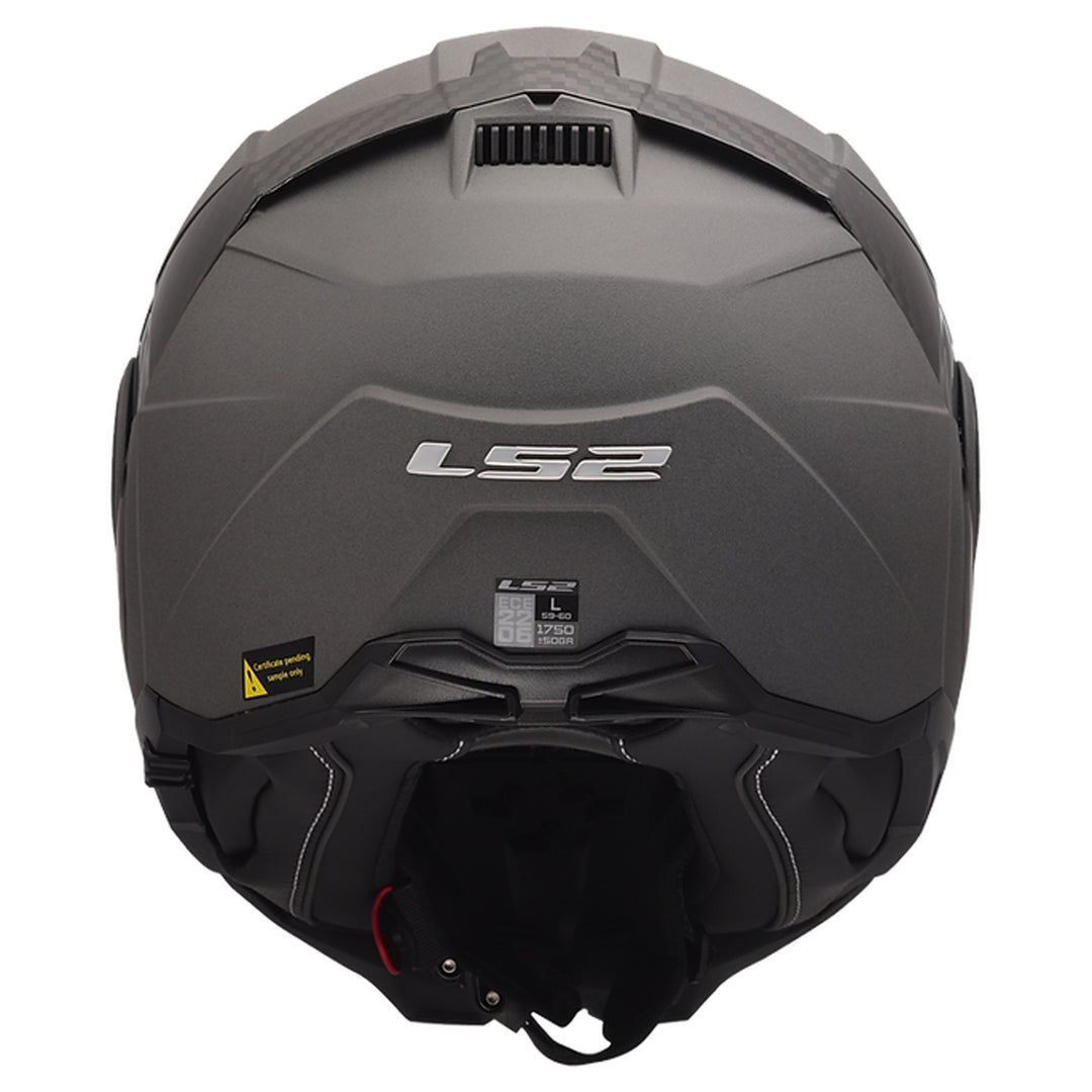 LS2 Helmets Advant II Solid Helmet Concrete Gray - Rear View