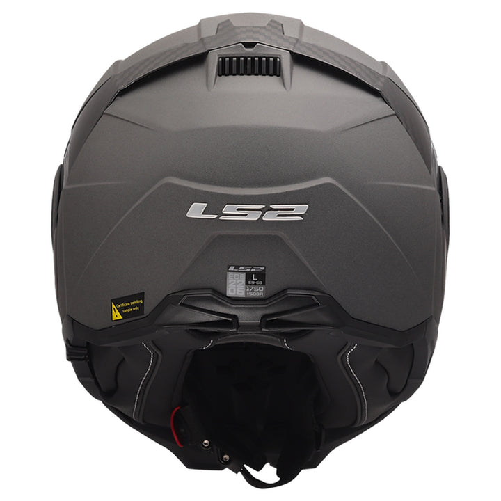 LS2 Helmets Advant II Solid Helmet Concrete Gray - Rear View