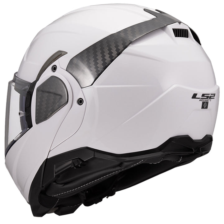 LS2 Helmets Advant II Solid Helmet Gloss White - Rear Left Side View