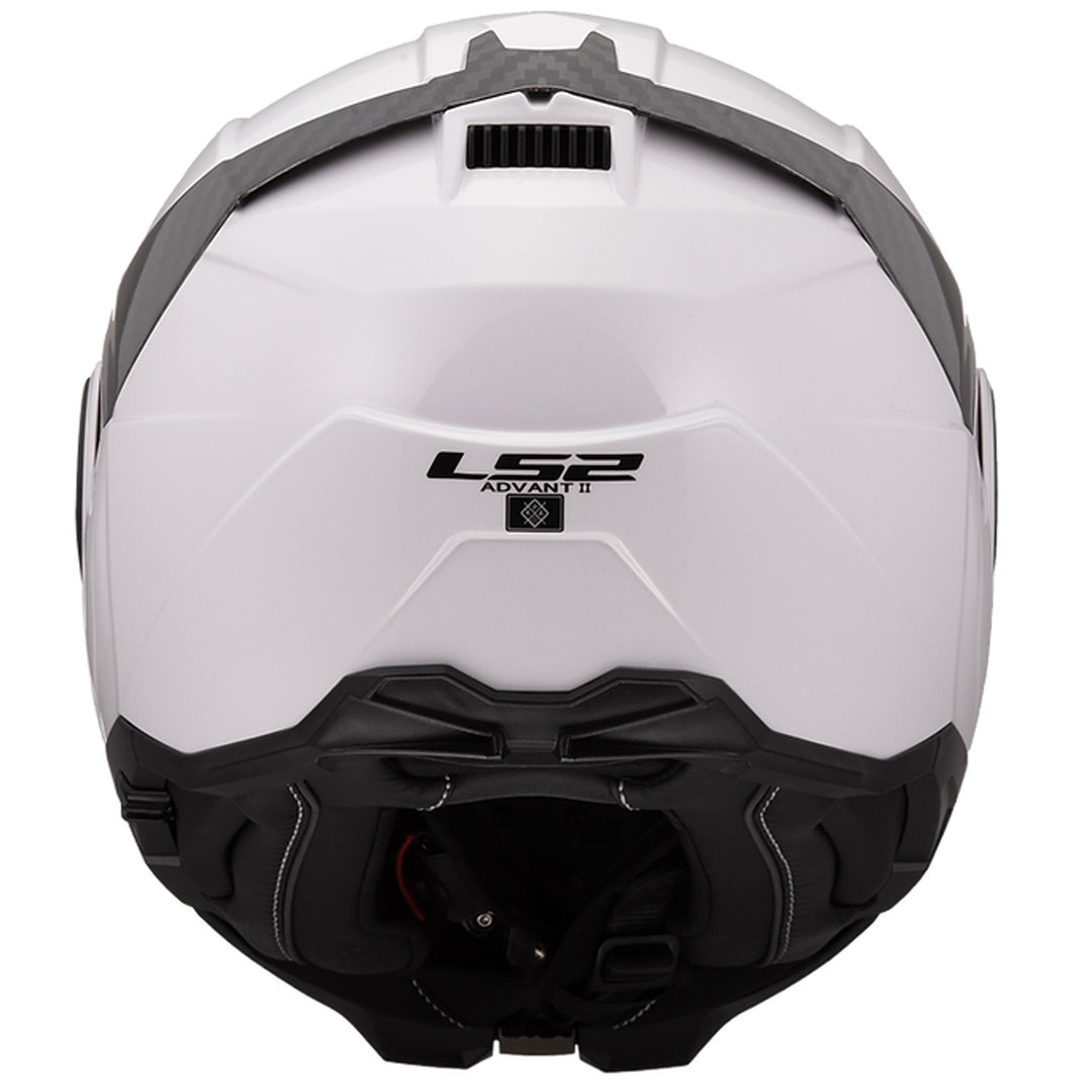 LS2 Helmets Advant II Solid Helmet Gloss White - Rear View