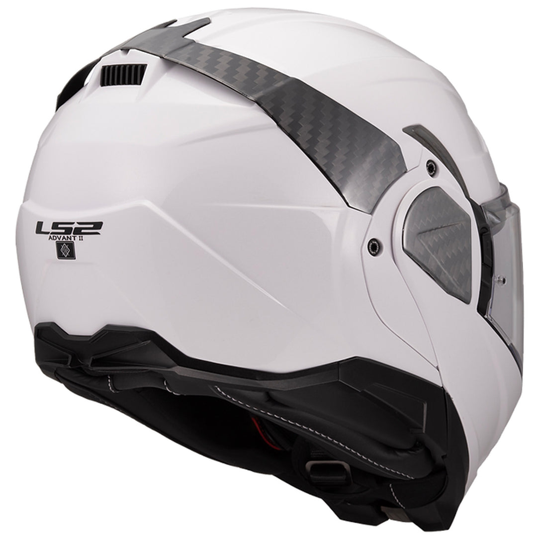 LS2 Helmets Advant II Solid Helmet Gloss White - Rear Right Side View