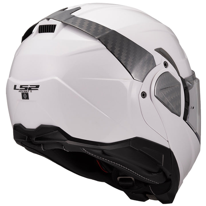 LS2 Helmets Advant II Solid Helmet Gloss White - Rear Right Side View