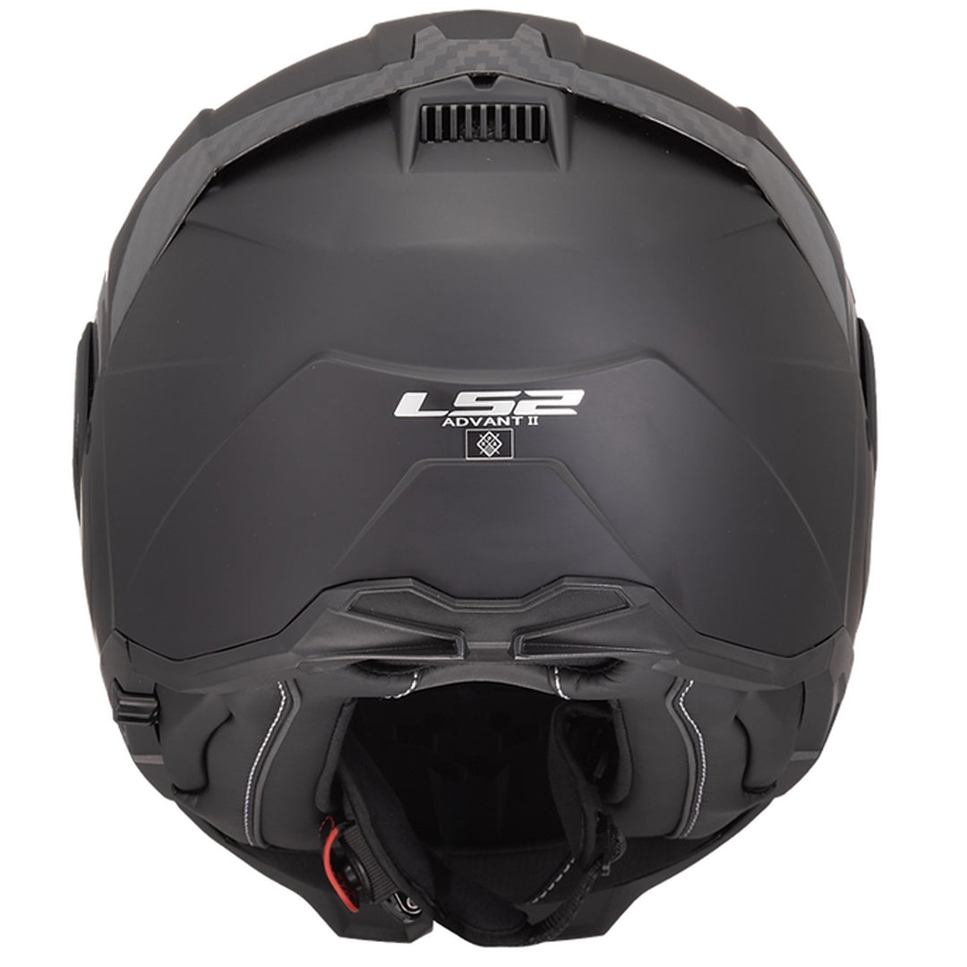 LS2 Helmets Advant II Solid Helmet Matte Black - Rear View
