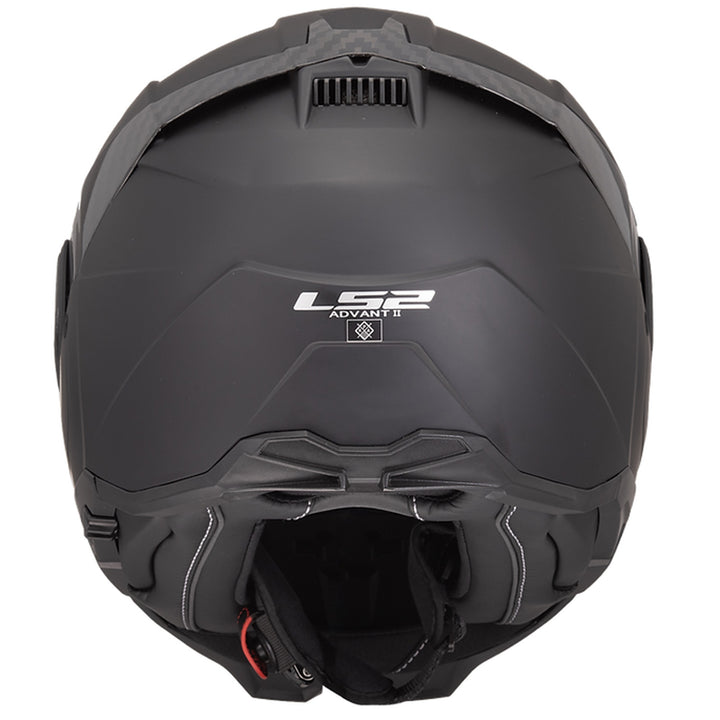 LS2 Helmets Advant II Solid Helmet Matte Black - Rear View